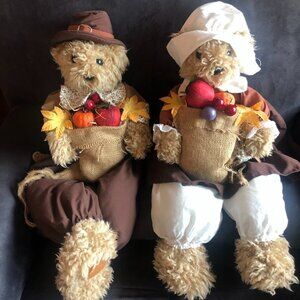 VINTAGE BRINN'S BY BRINTON NATTY BEARS BARELY A BEAR ADORABLE PILGRIM COUPLE